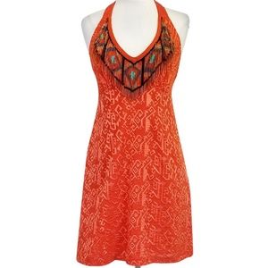 Nanette Lepore - Orange Beaded Tribal Dress